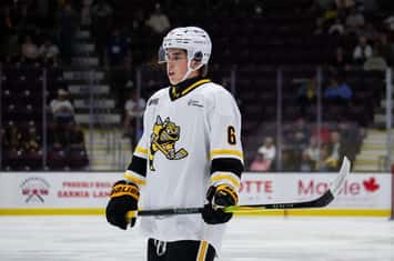 Cameron Aucoin of the Sarnia Sting. Photo by Natalie Shaver/OHL Images